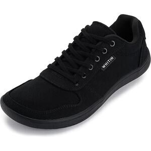 Whitin Mens Size 14W Wide Toe Box Black Canvas Lace Up Zero Drop Sneaker Shoes
